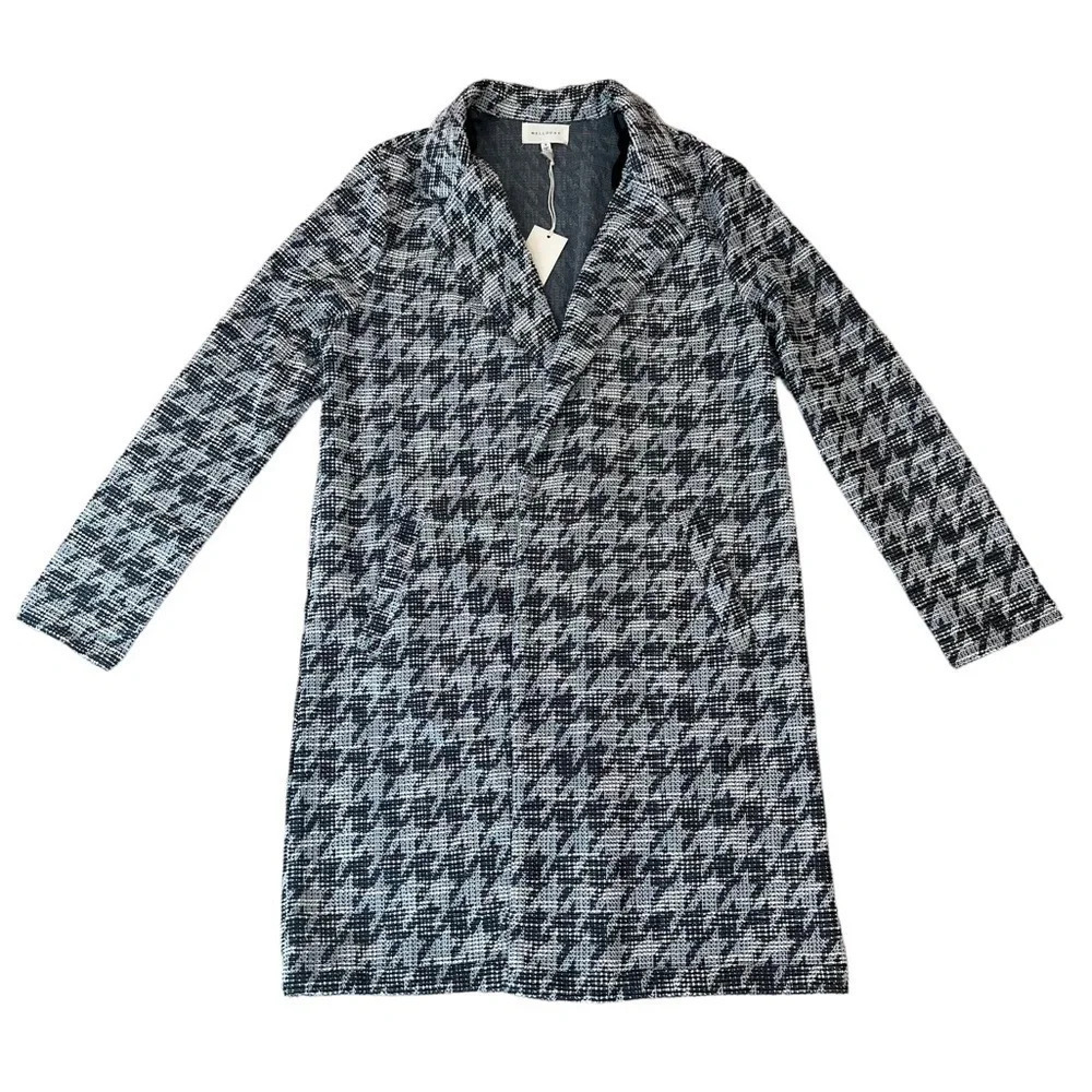 Melloday Womens Jacket Size Small, NWT, Houndstooth, Lightweight, Side Pockets